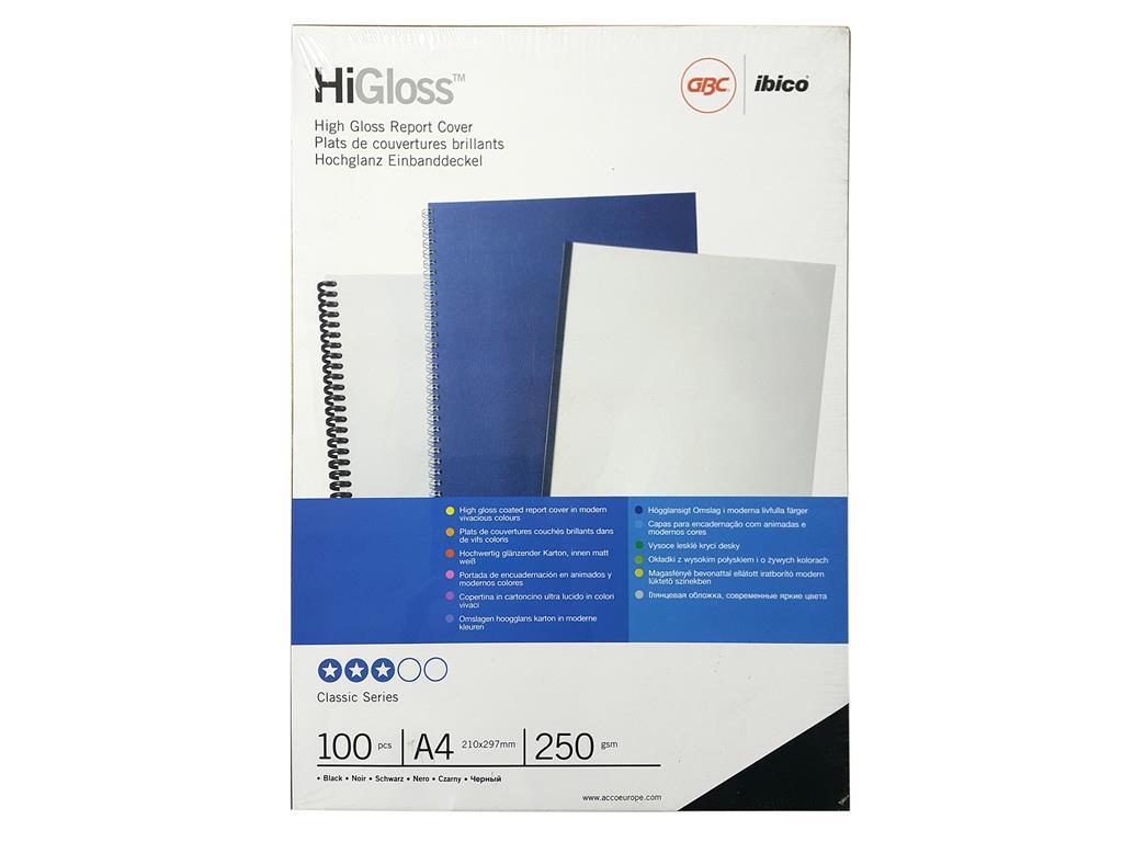 GBC Karton črn svetleč, A4, 250 g, 100 kos