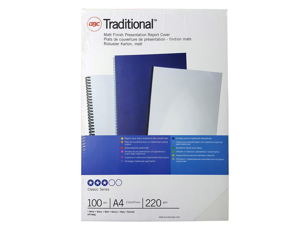 GBC Karton bel nesvetleč, A4, 220 g, 100 kos