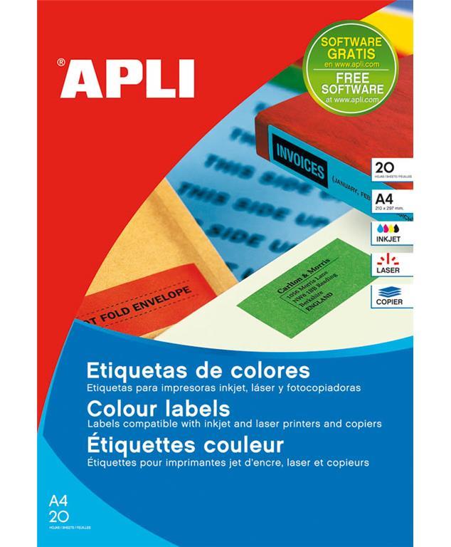 Apli Barvne nalepke, fluo.rdeče 210 x 297 mm