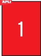 Apli Barvne nalepke, fluo.rdeče 210 x 297 mm