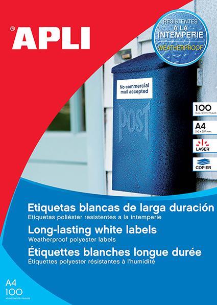 Apli Vrem. odp. nalepke, bele, 210 x 297 mm