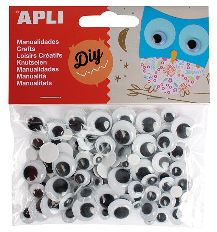 Apli Premične oči samolepilne okrogle črne