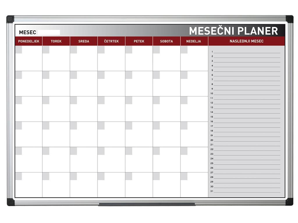 Bi-Office Planer mesečni, 60 x 90 cm