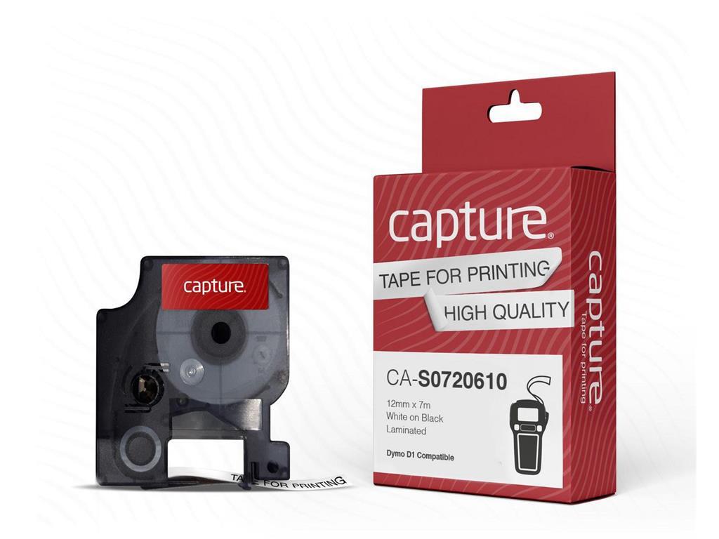 Capture Trak 12 mm x 7 m, belo na črnem