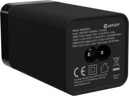 eSTUFF 65W 4-portni PD GaN večportni polnilnik