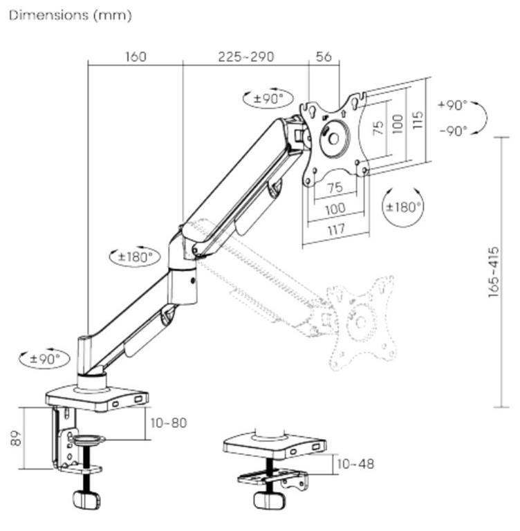 eSTUFF Enojno namizno držalo monitor