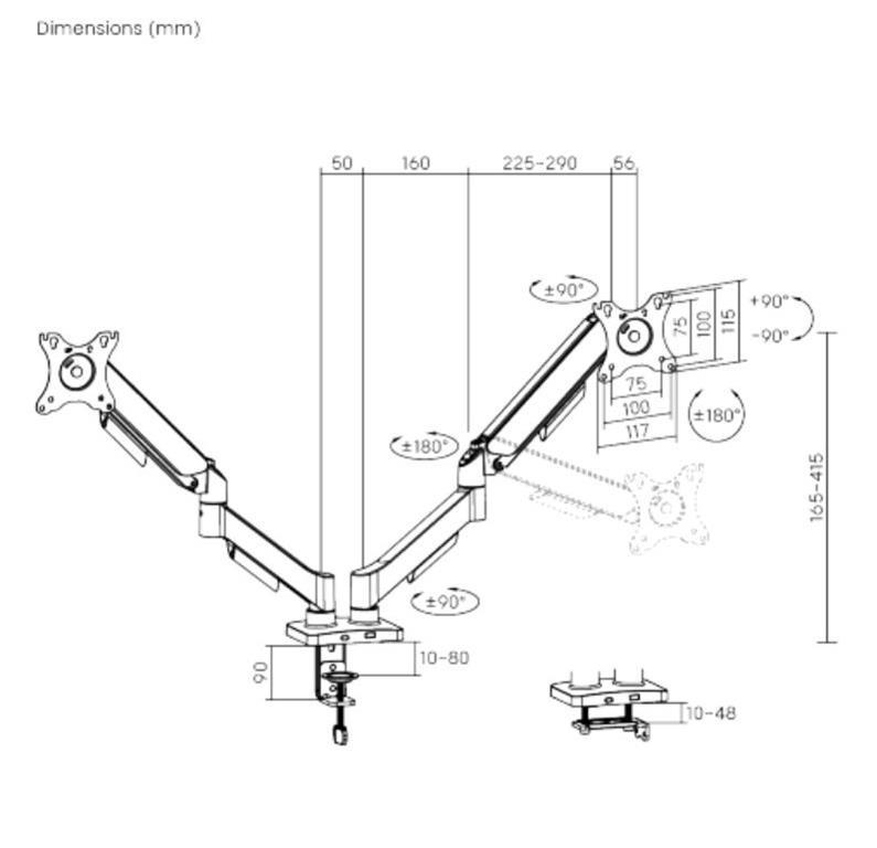 eSTUFF Dvojno namizno držalo monitor