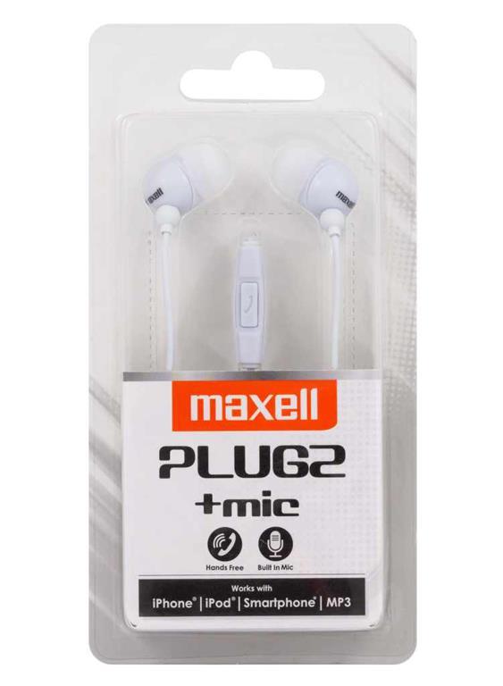 Maxell Slušalice PLUGZ MIC bijele