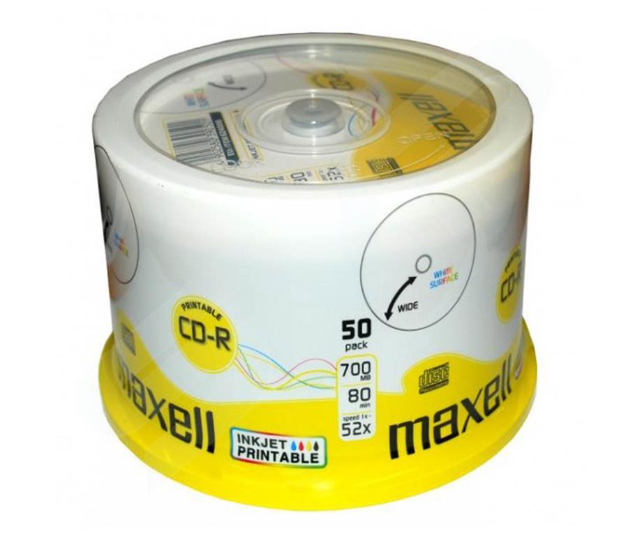 Maxell CD-R 700MB 52X, 50 na vretenu, za tiskan