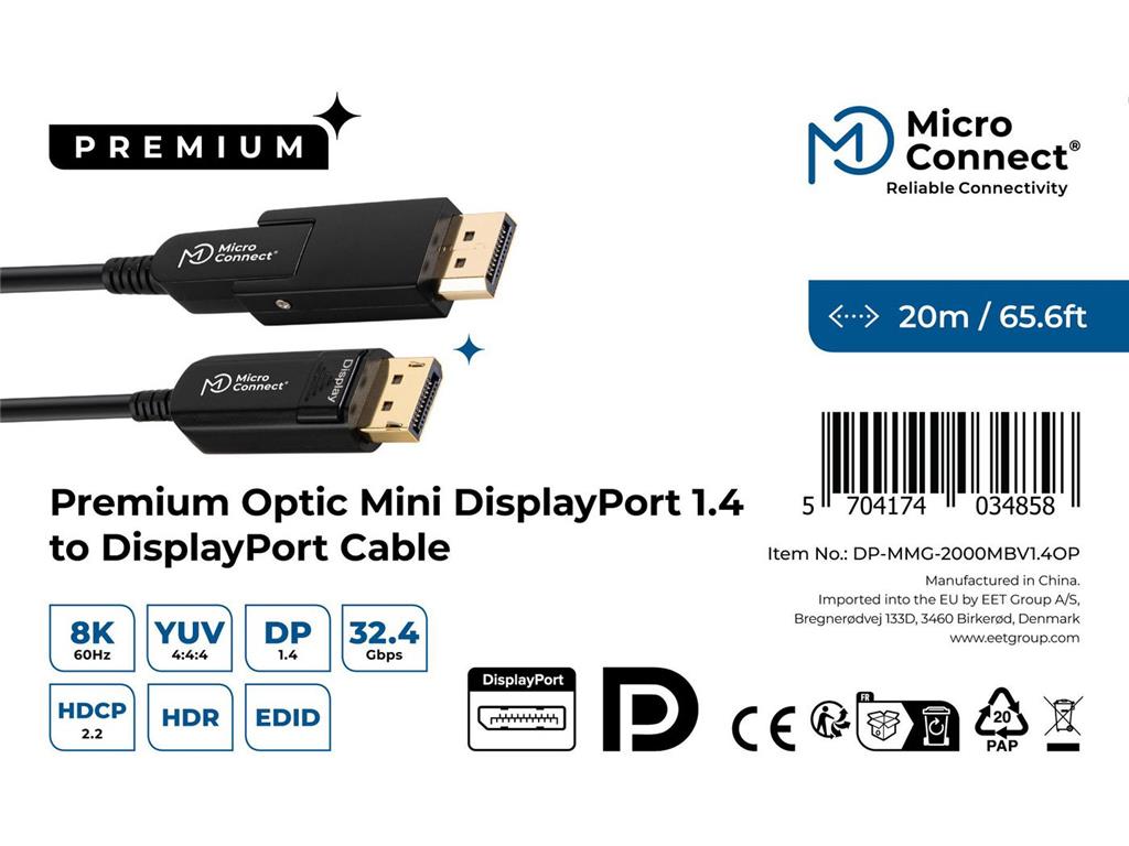 MicroConnect 8K Mini DisplayPort - DP kabel 20m