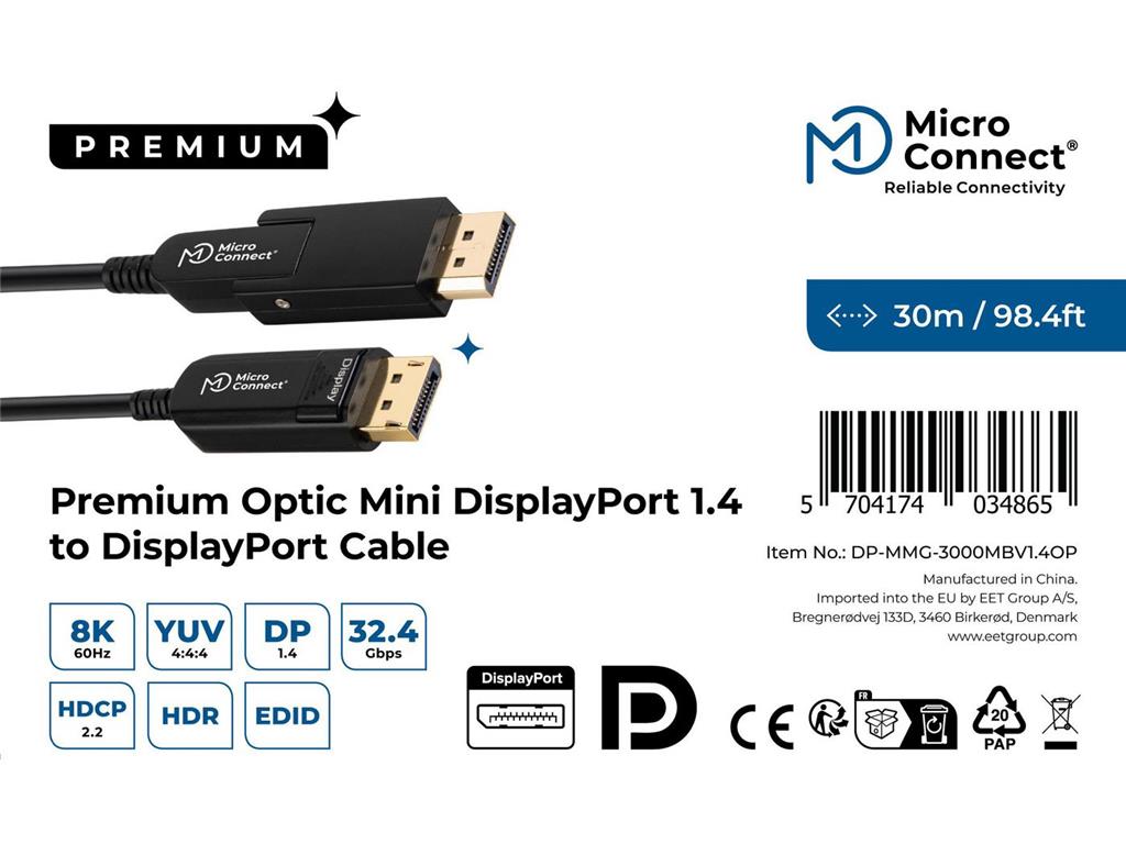 MicroConnect 8K Mini DisplayPort - DP kabel, 30m