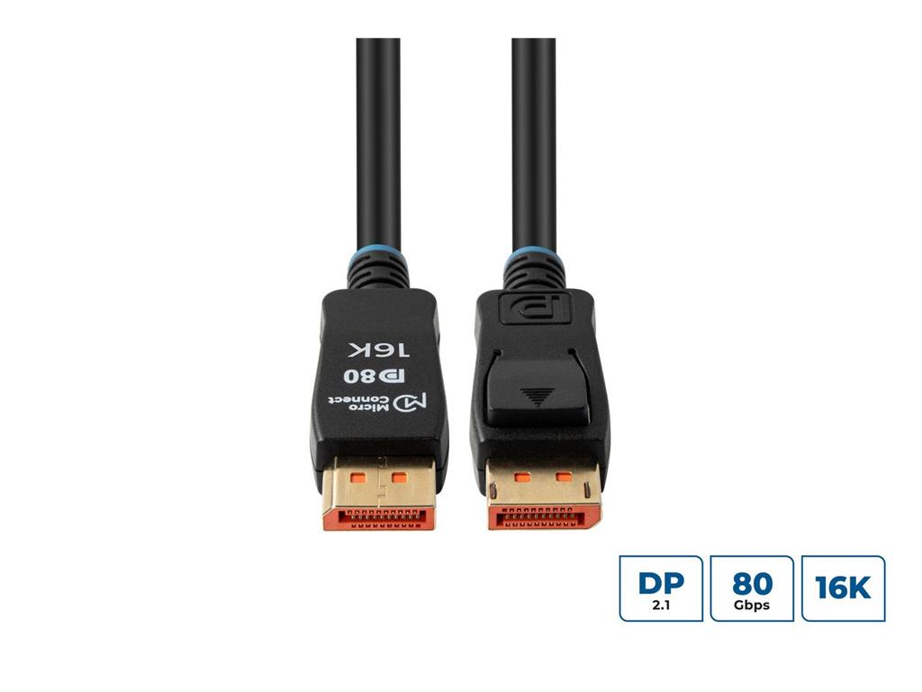 MicroConnect 16K DisplayPort 2.1 kabel 80Gbps 1m