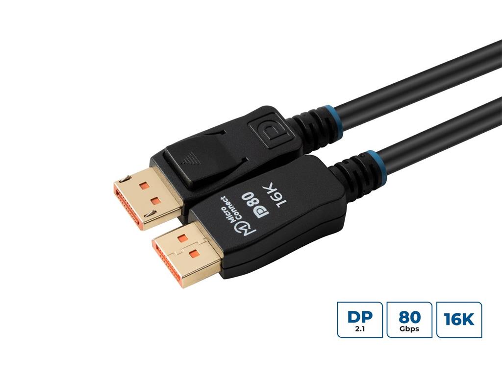 MicroConnect 16K DisplayPort 2.1 kabel 80Gbps 2m