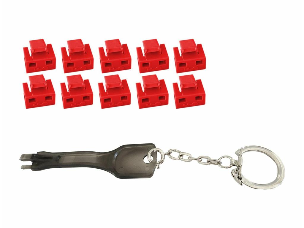 MicroConnect RJ45 Port blockers z ključ Rdeč, 10kos