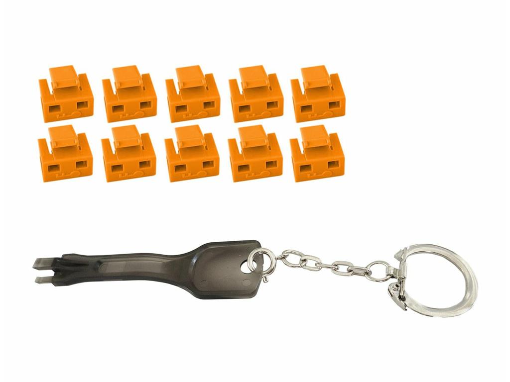 MicroConnect RJ45 Port blockers z ključ Oranž., 10kos