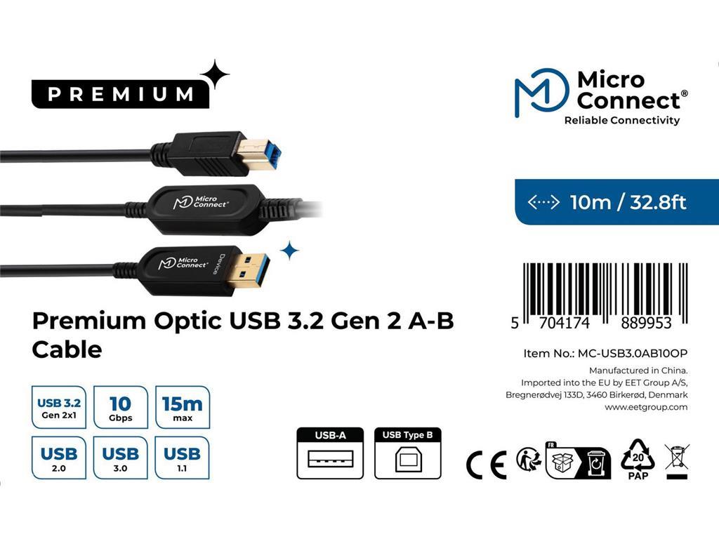 MicroConnect Optički kabel USB A-B 3.0, 10m