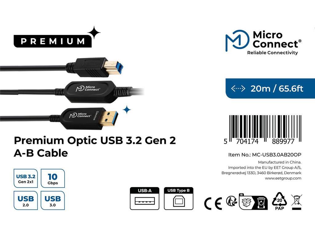 MicroConnect Optički kabel USB A-B 3.0, 20m