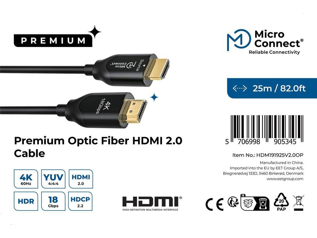 MicroConnect Premium optični kabel HDMI 2.0, 25m