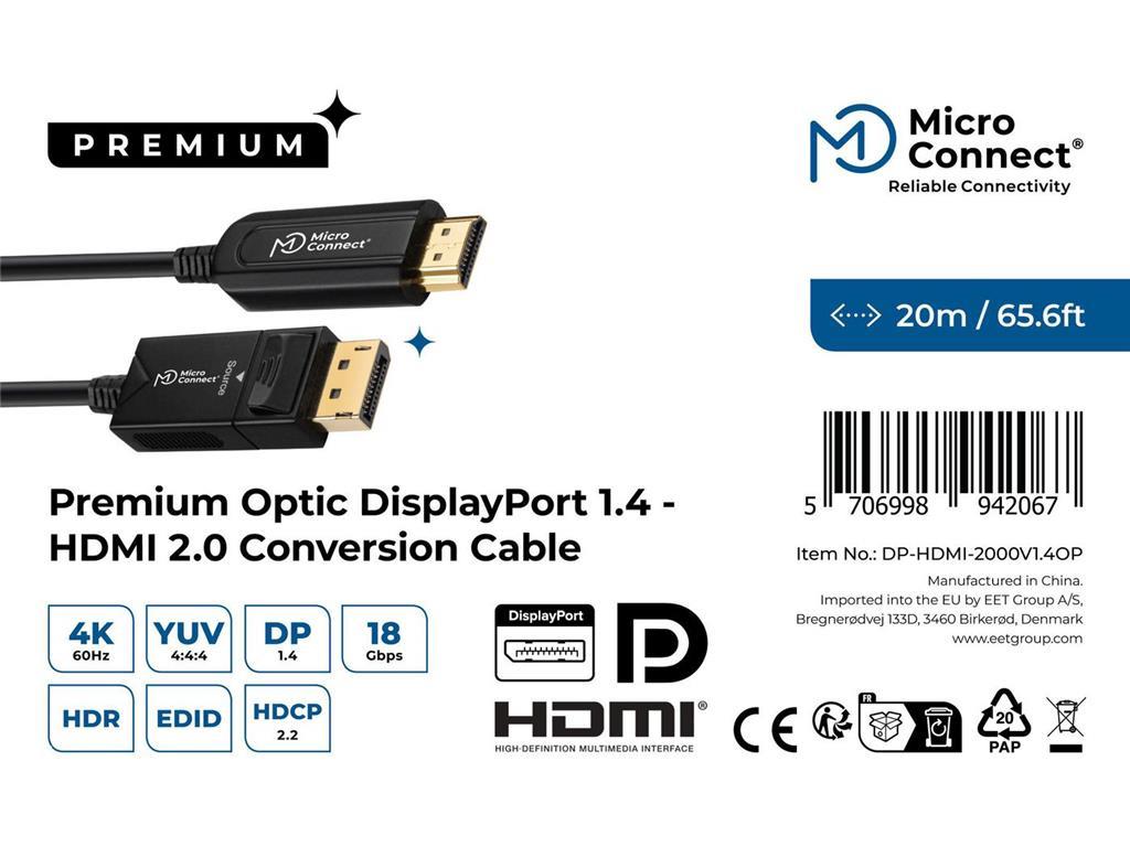 MicroConnect Premium Optic DP - HDMI kabel