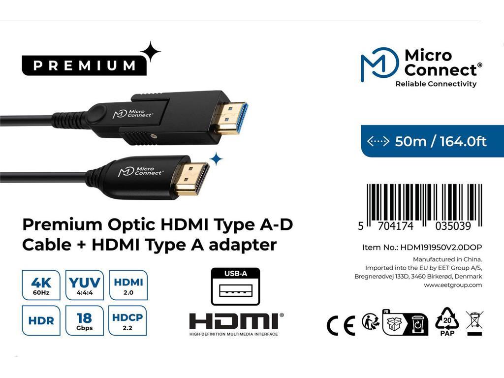 MicroConnect High Speed HDMI 2.0 A-D Kabel 50m