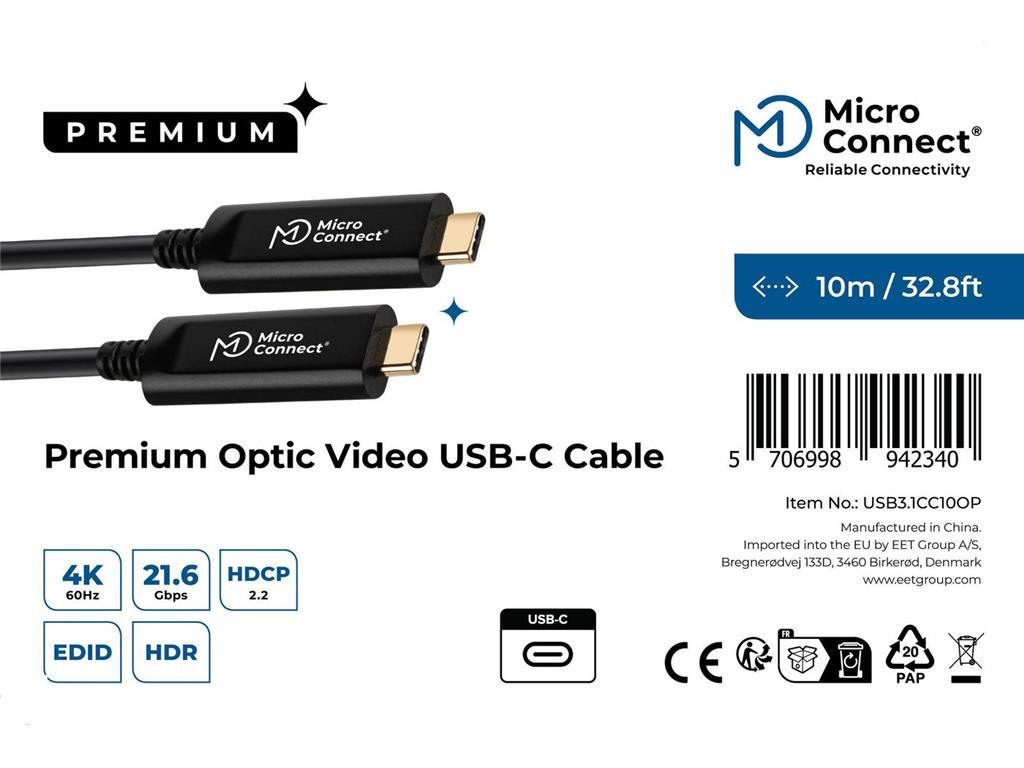 MicroConnect Premium Optic USB-C, 10m