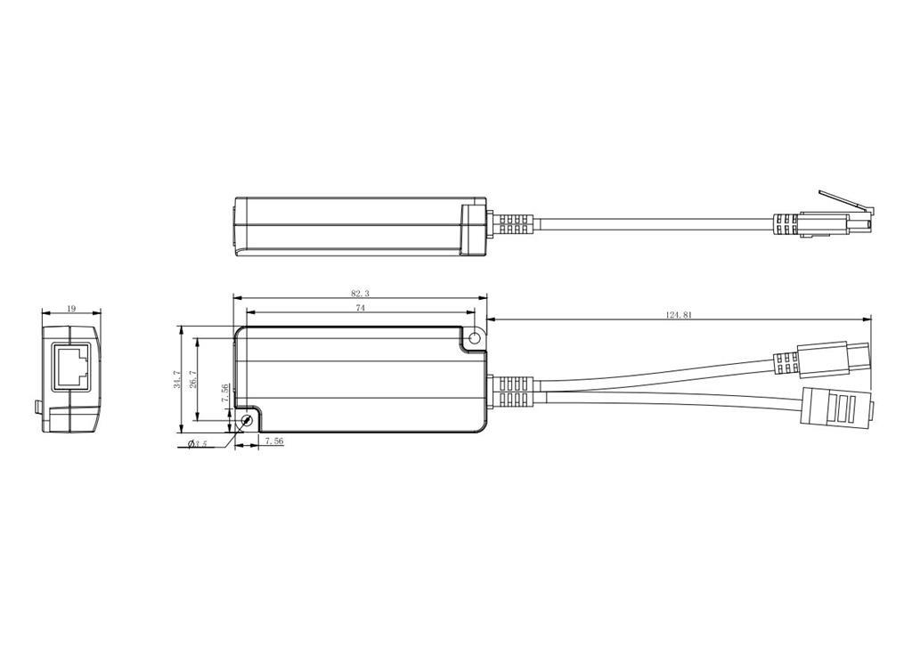 MicroConnect 10/100 Mbps PoE razdjelnik USB-C na RJ45
