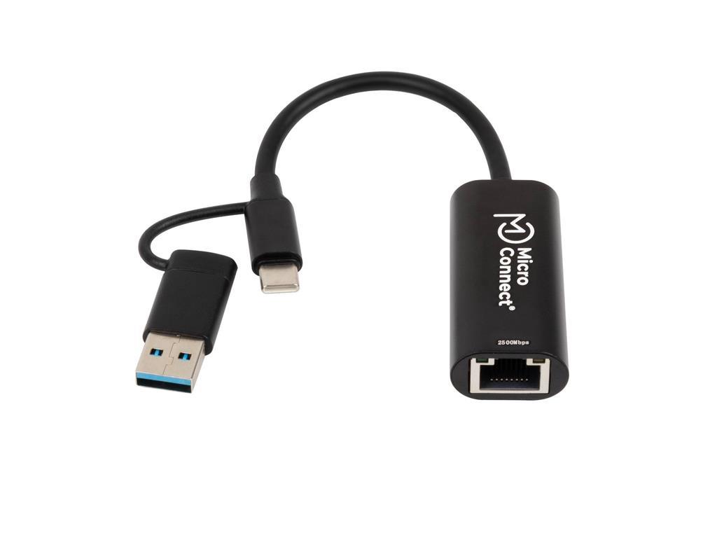 MicroConnect Adapter premium USB-C/A - RJ45 2,5G M-F