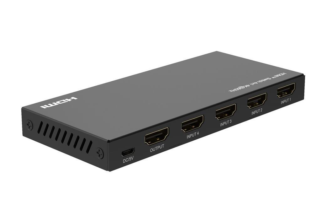 MicroConnect 4K@60Hz HDMI Switch 4x1, HDCP 2.2,