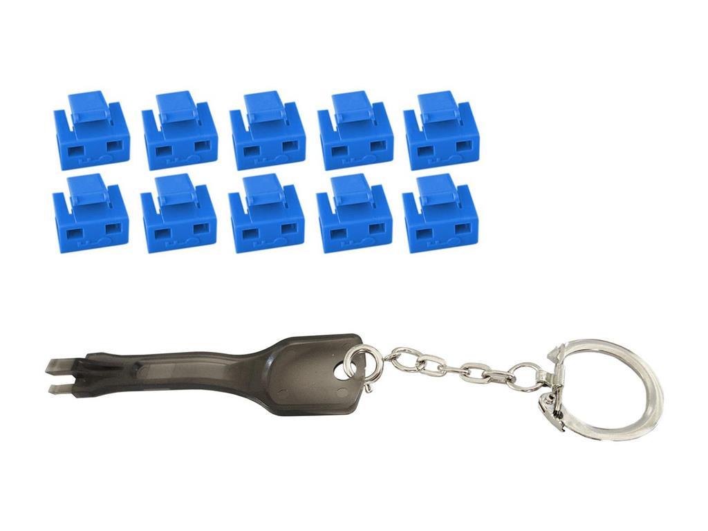 MicroConnect RJ45 Port blockers z ključ Moder, 10kos