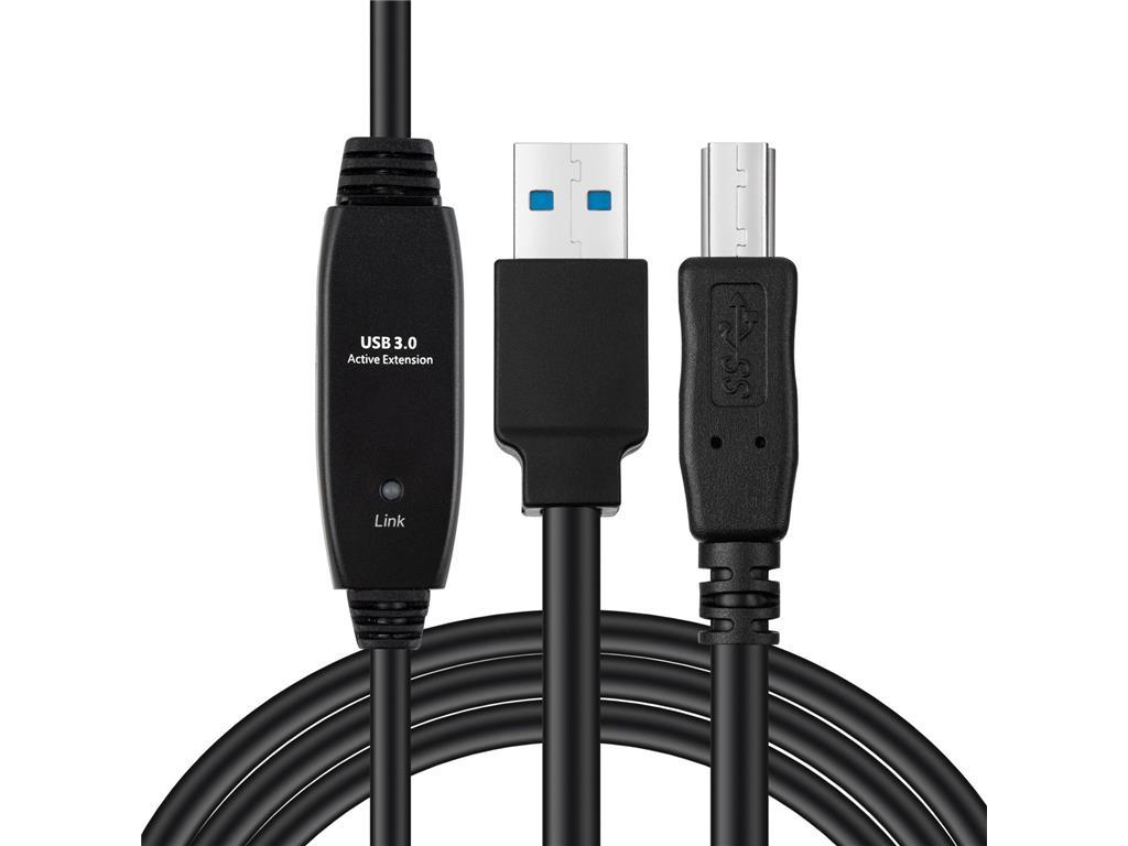 MicroConnect Aktivni USB 3.2 Gen 1 A-B 7m M-M, crni