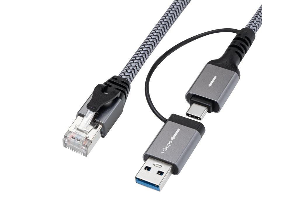 MicroConnect CAT6 RJ45 FTP na USB A-C adapter kabel