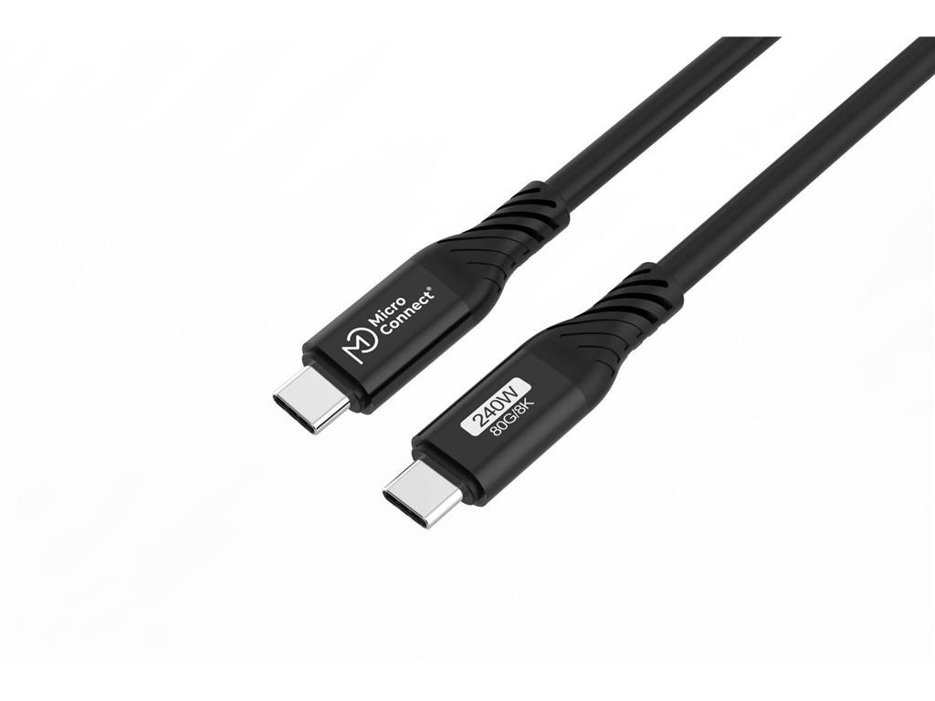 MicroConnect USB-C kabel 1m, 240W, 80Gbps, USB4 Gen 4
