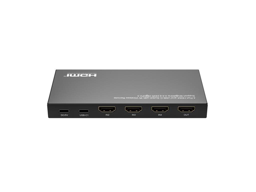 MicroConnect 8K@60Hz USB-C i HDMI Switch 4x1