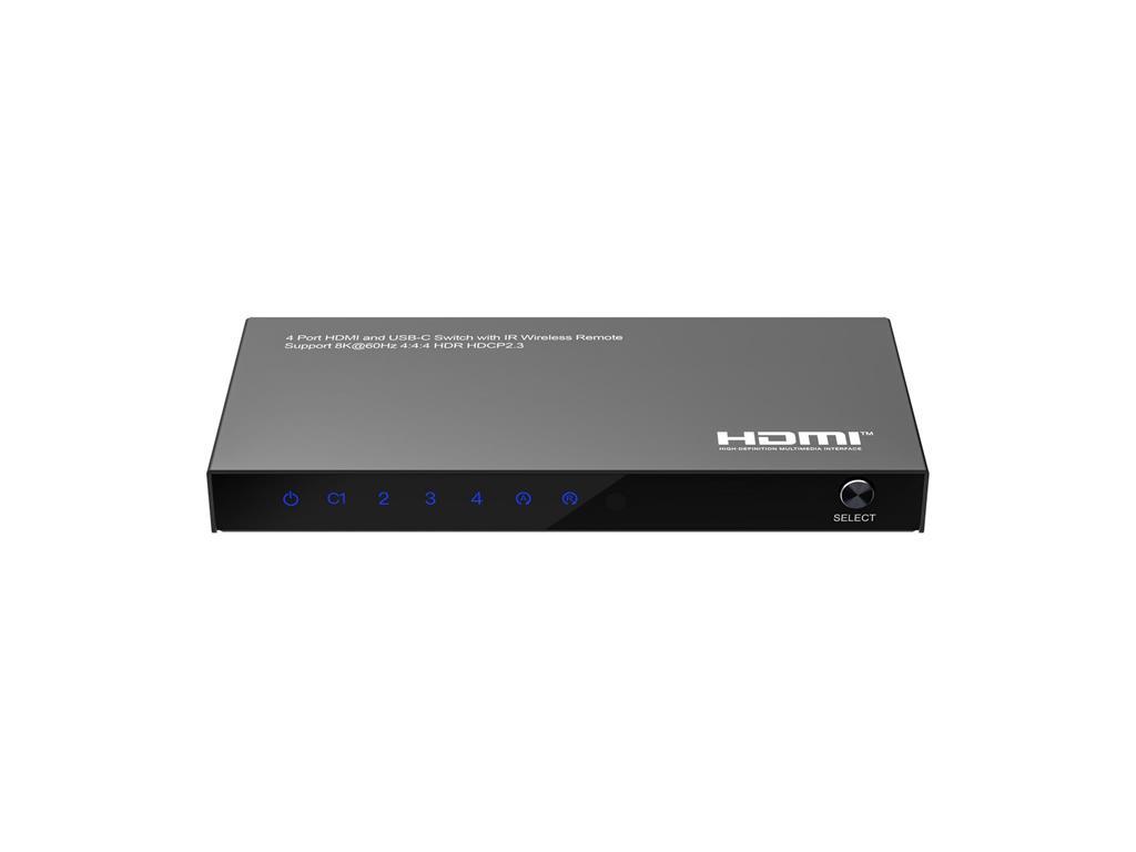 MicroConnect 8K@60Hz USB-C i HDMI Switch 4x1