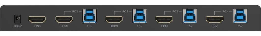 MicroConnect 4K@60Hz HDMI KVM preklopnik, 4x1 4:4:4,
