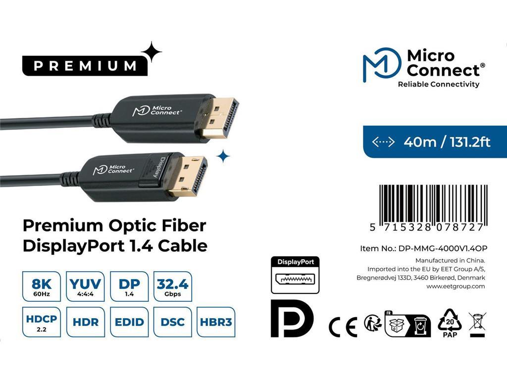 MicroConnect Kabel DisplayPort 1.4, 8K@60Hz, 40m