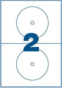 Multi3 Bele nalepke za CD/DVD, 2/stran