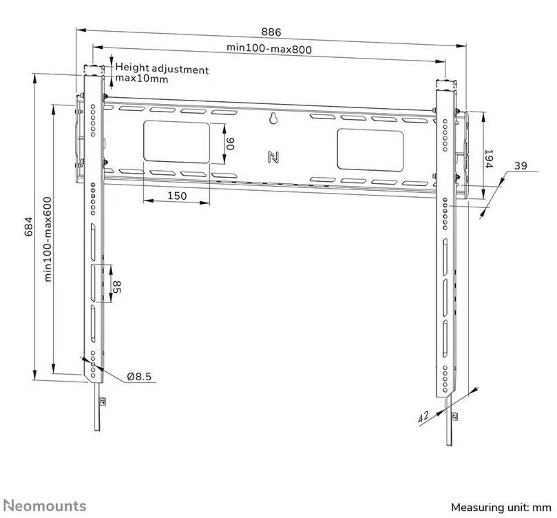 Neomounts Fiksni stenski nosilec za zaslon 43-98"