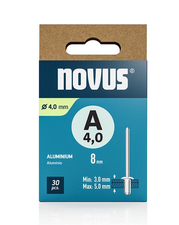 Novus Zakovice tip A 4 x 8 mm, aluminij