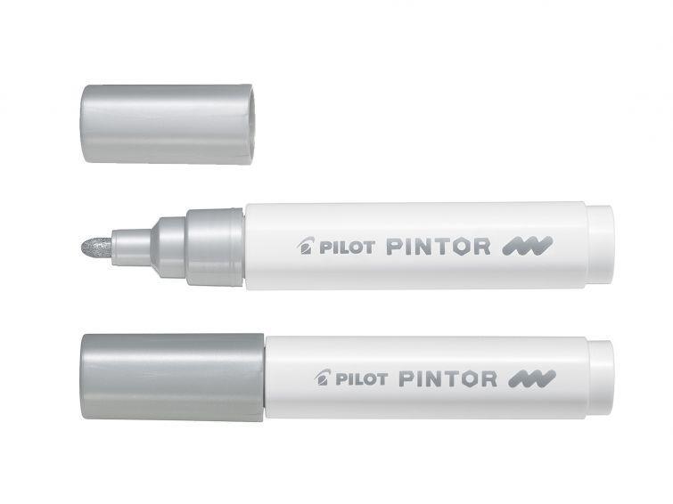 Pilot Marker Pintor MEDIUM, Metal srebrn