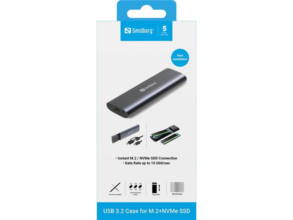 Sandberg USB 3.2 ohišje za M.2+NVMe SSD