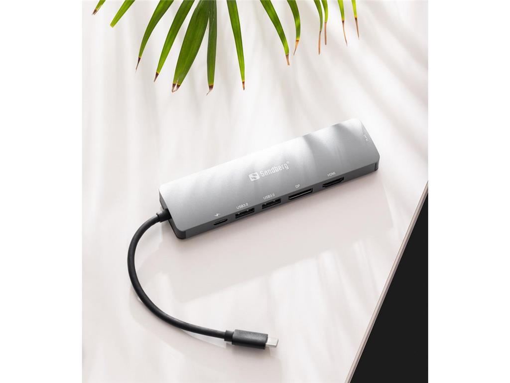 Sandberg USB-C hub razdelilnik 8K, 6-v-1