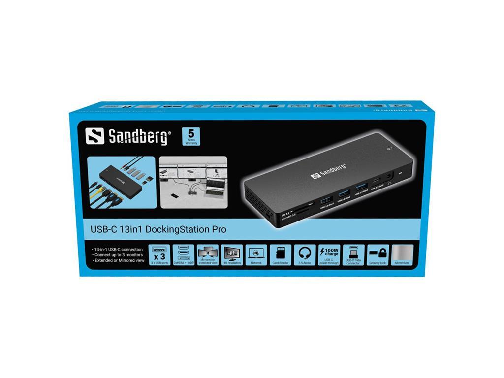 Sandberg USB-C hub razdelilnik Pro, 13-v-1