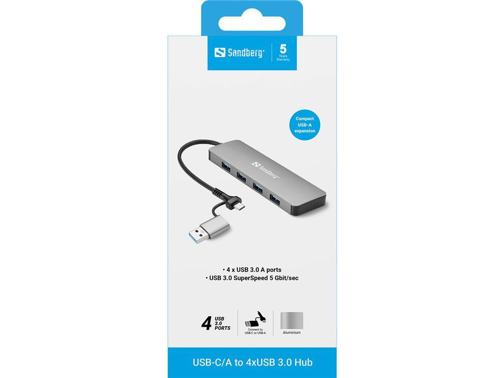 Sandberg USB-C/A na 4xUSB 3.0 razdelilec