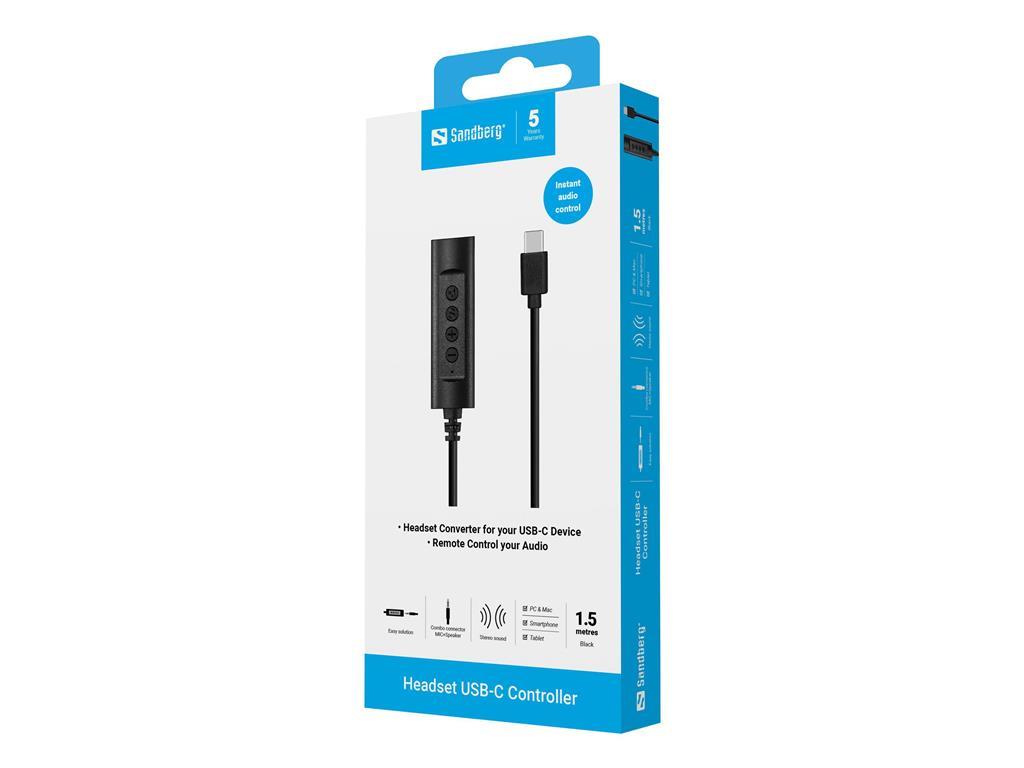 Sandberg USB-C kontroler za slušalice, 1.5m