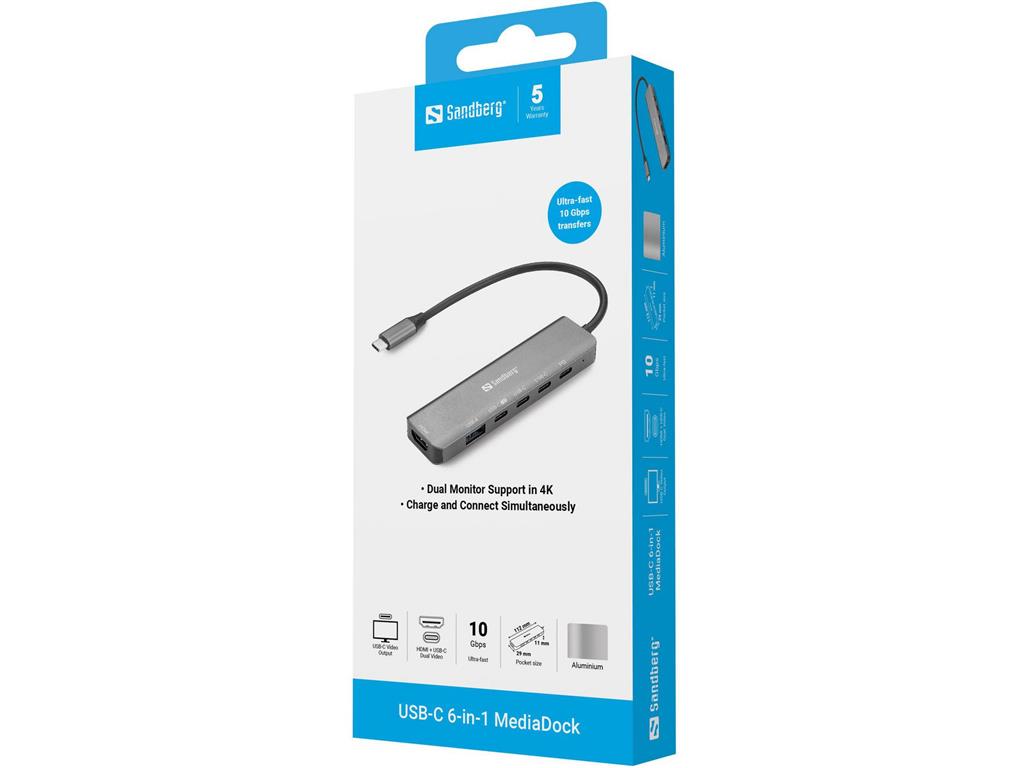 Sandberg USB-C 6-in-1 MediaDock