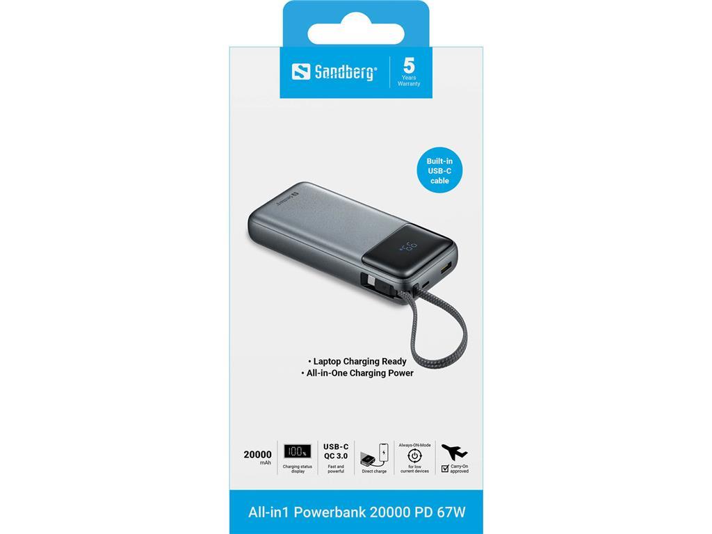Sandberg Powerbank All-in1 20.000 PD 67W