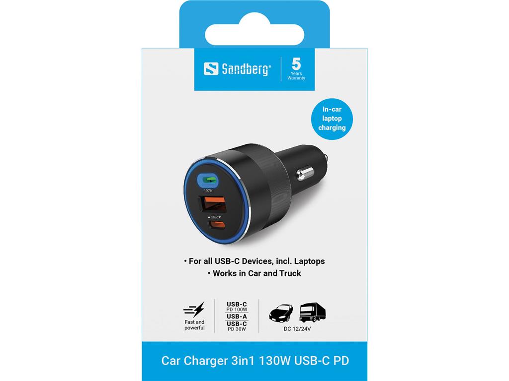Sandberg Auto punjač 130W