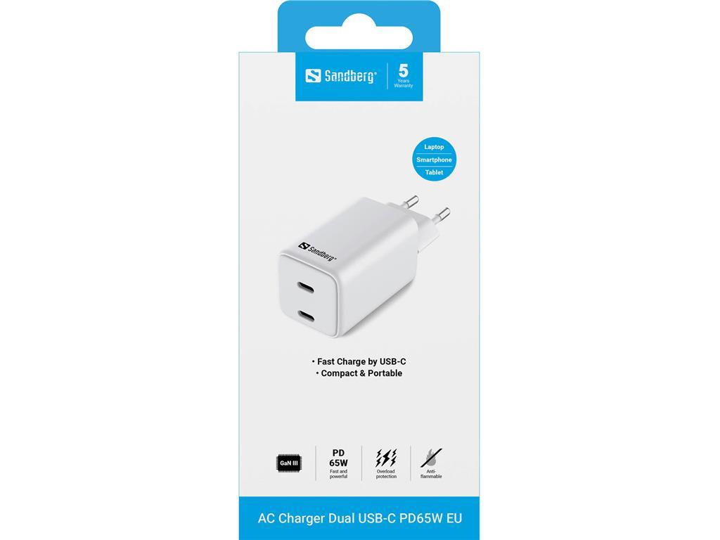 Sandberg Sandberg AC punjač Dual USB-C PD65W EU