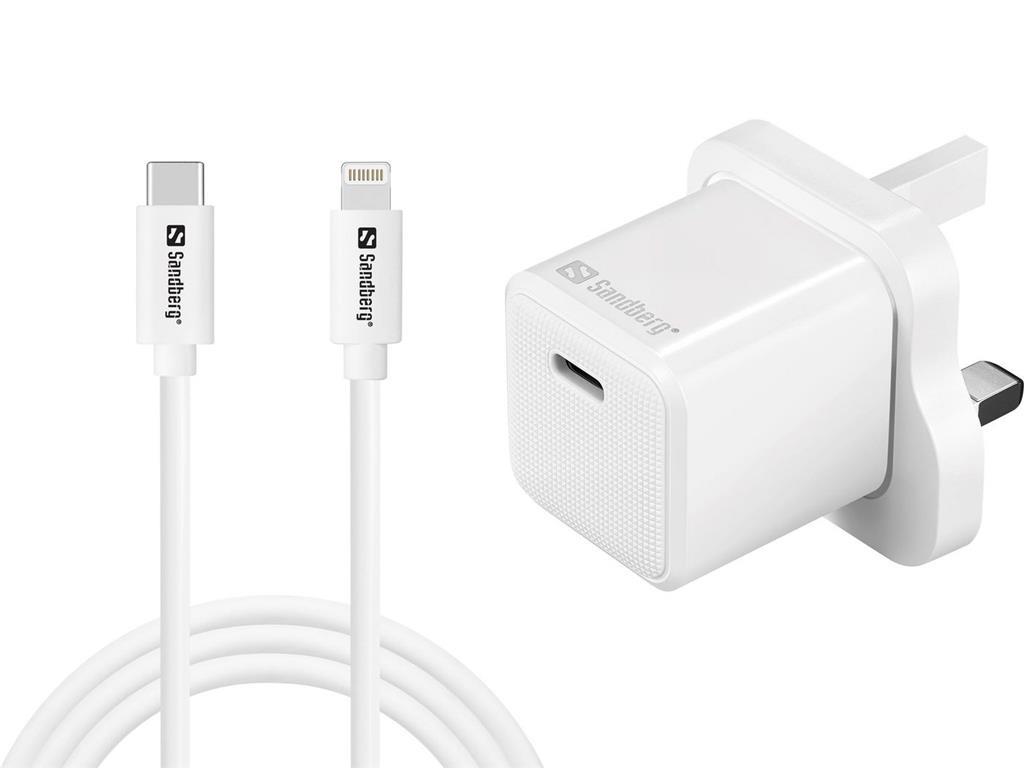 Sandberg USB-C AC 20W Charger UK + Lightning 1M